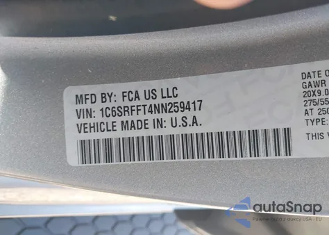 2022 Ram 1500 Big Horn 4X4 5'7 Box из США, поврежденный, VIN 1C6SRFFT4NN259417